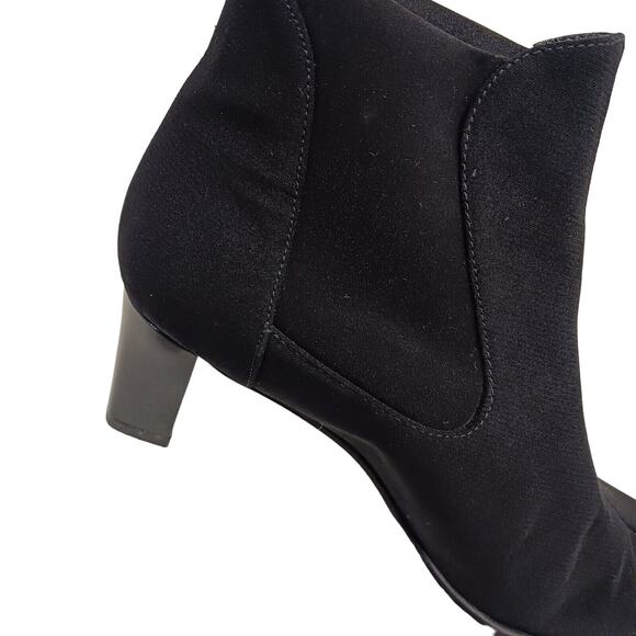 Stuart Weitzman Ankle Boots Neoprene Gore-Tex Sz 7 Black WATERPROOF Buckle Goth - Picture 4 of 16